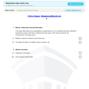 AS Chemistry complete pack (9701): notes, worksheets and marking schemes