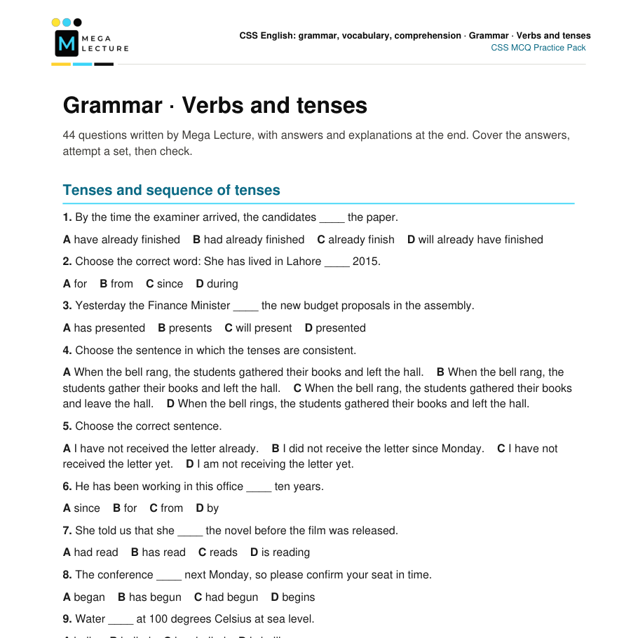 CSS MCQ Practice Pack: 3,228 questions with explanations, 13 subjects