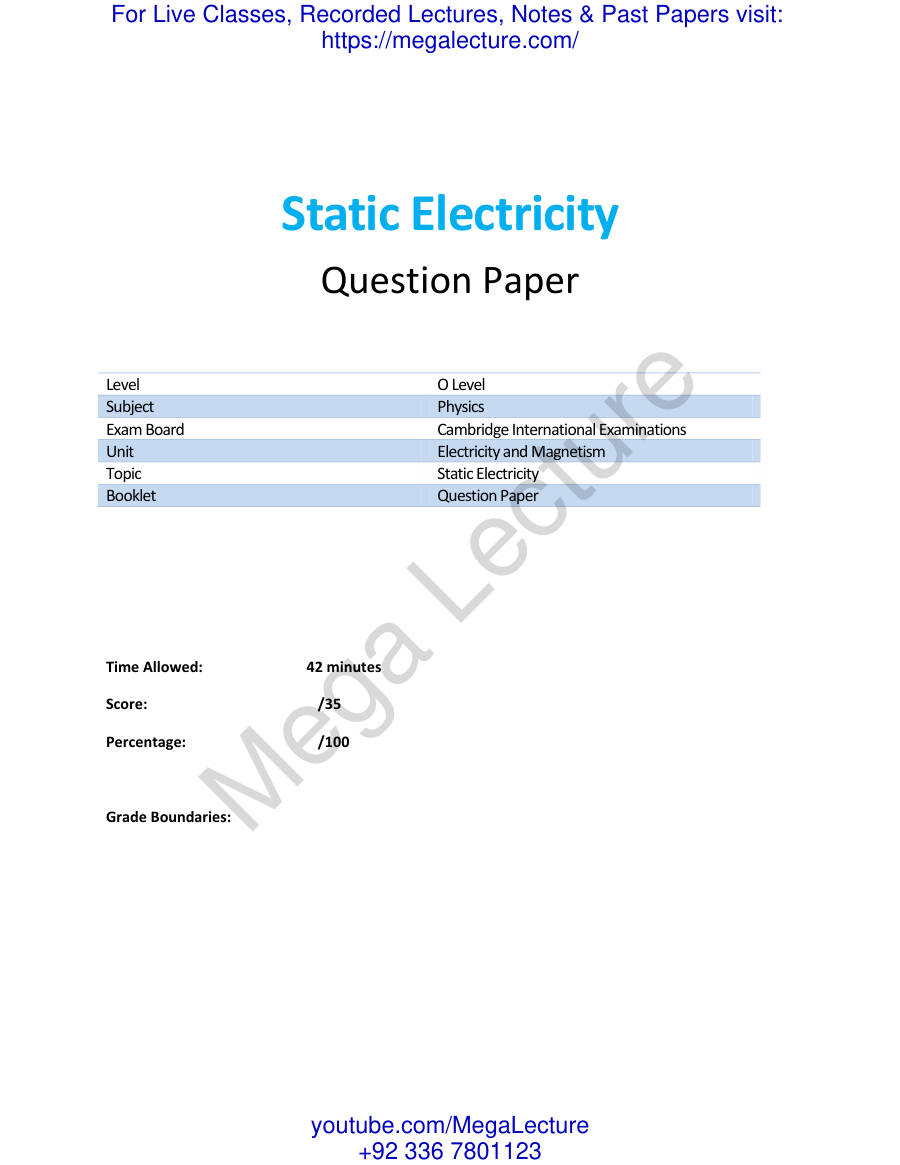 Page 1 of Static Electricity Electricity Magnetism