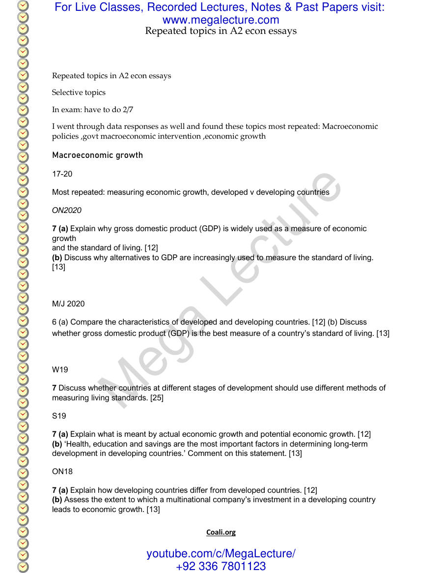 Page 1 of Repeated topics in A2 econ essays (PDF)