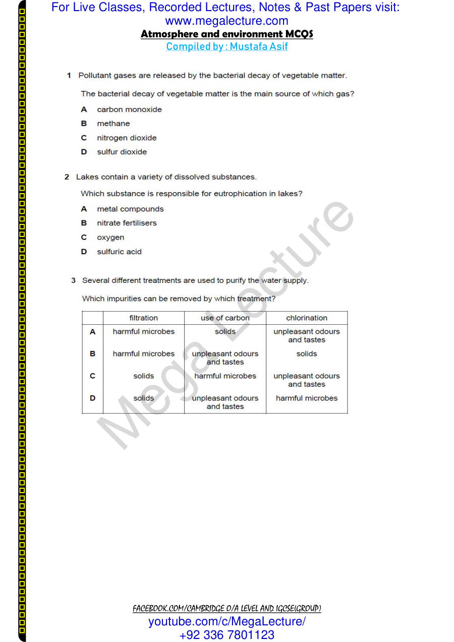 Page 1 of Atmosphere And Environment — MCQs
