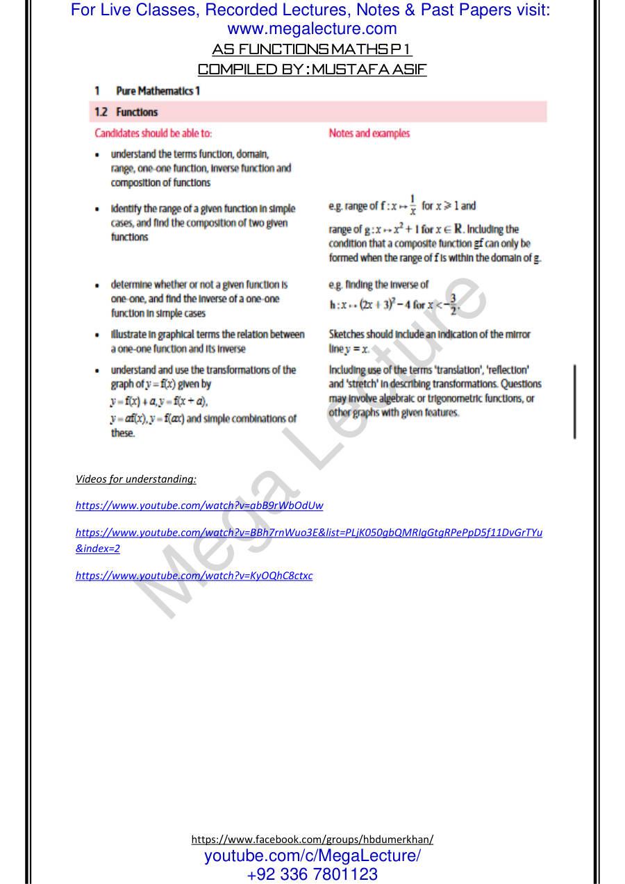 Page 1 of As Functions Math