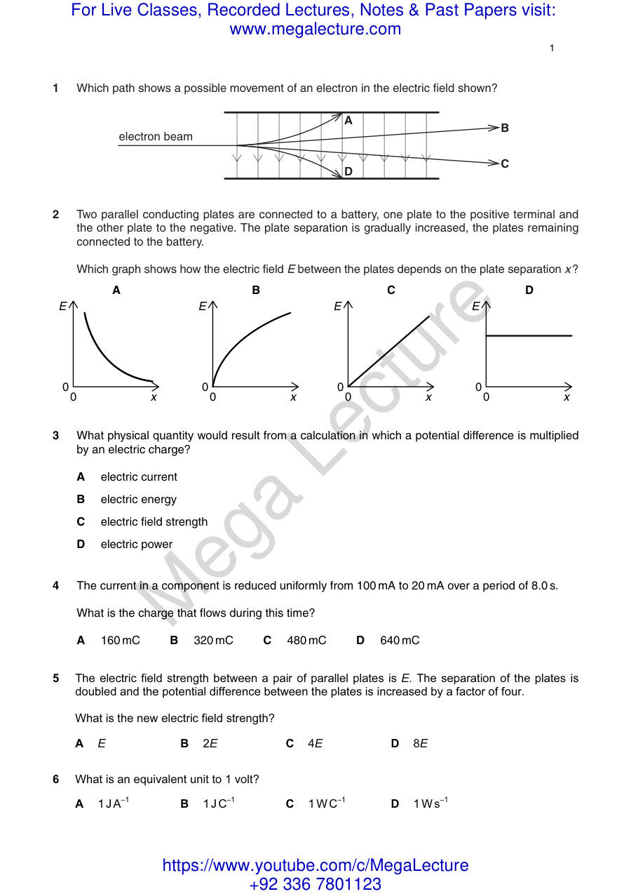 Page 1 of P1 Electric Fields All