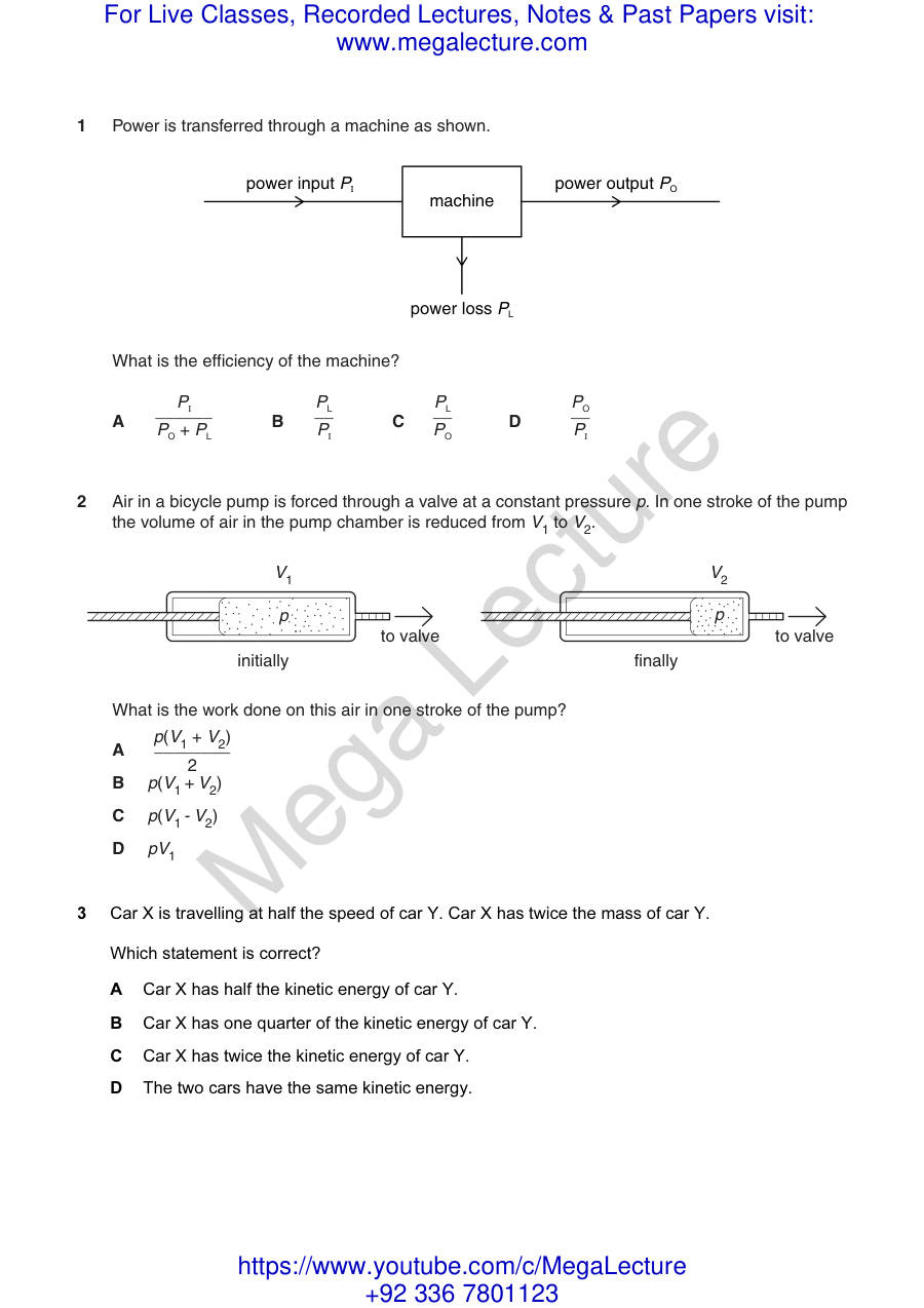 Page 1 of P1 Work Energy Power All