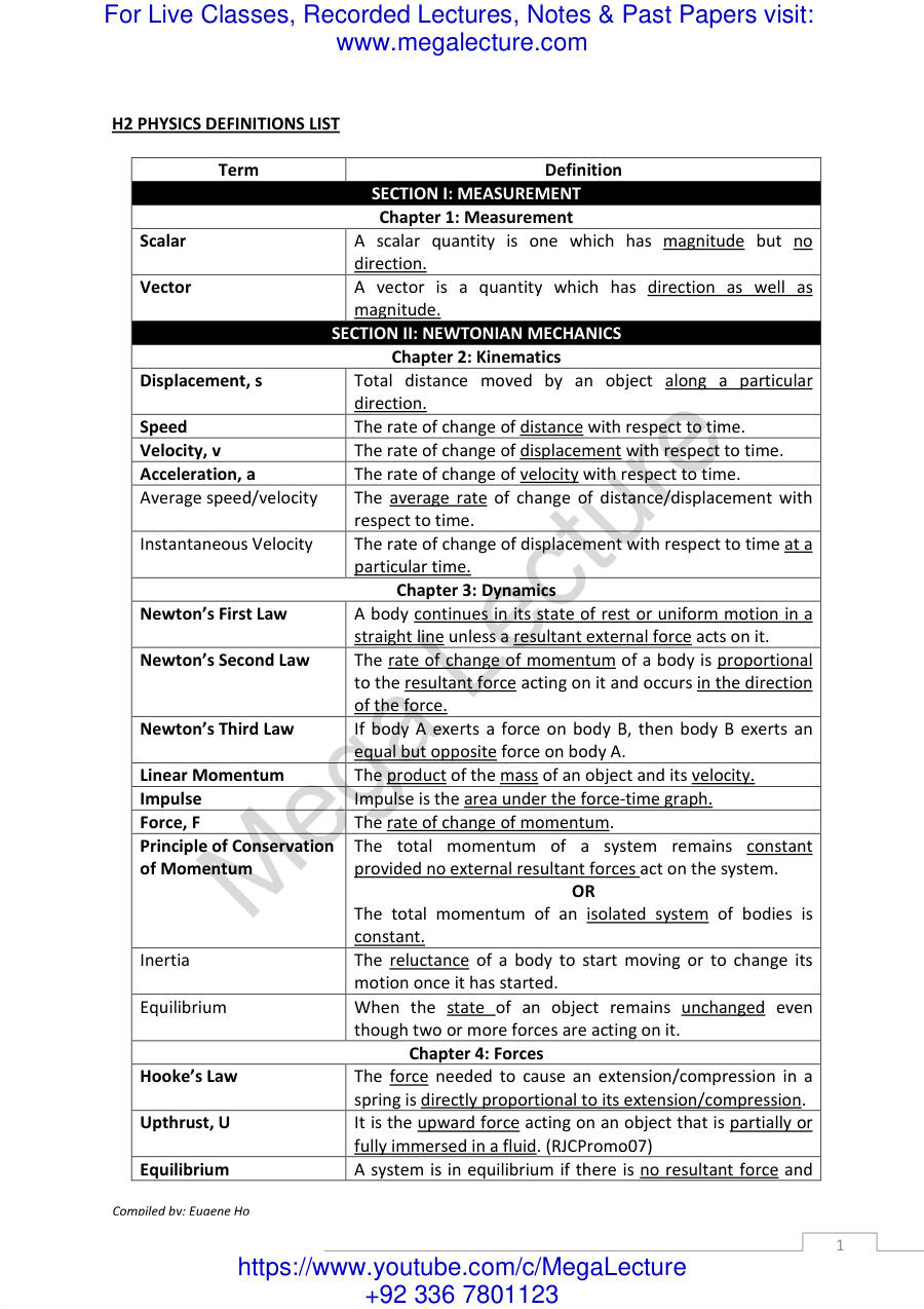 Page 1 of A Level Physics Formulae Sheet 3