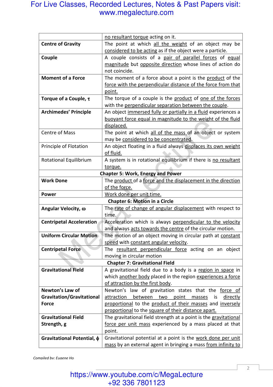 Page 2 of A Level Physics Formulae Sheet 3
