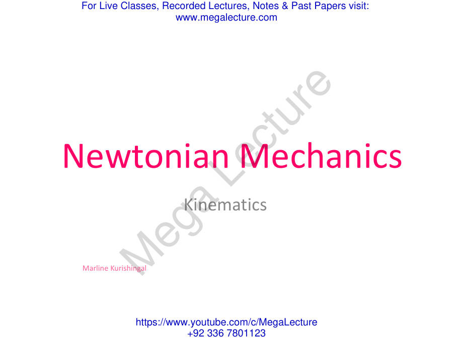 Page 1 of Ch 2 NM A Kinematics