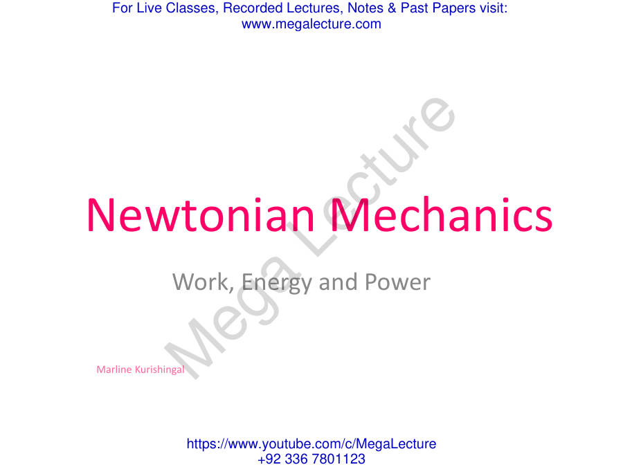 Page 1 of Ch 2 NM D Work Energy Power
