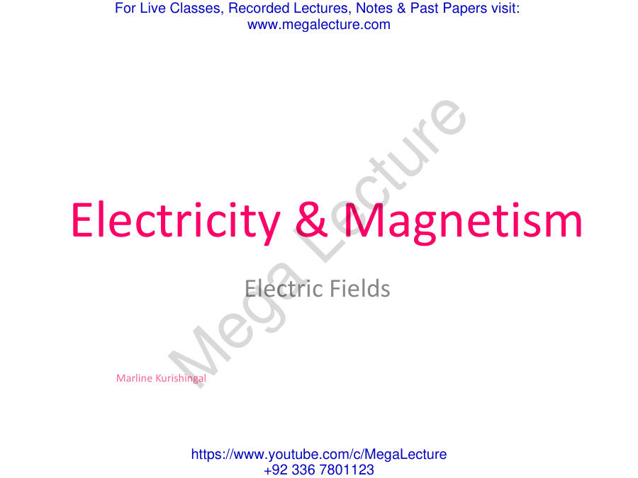 Page 1 of Ch 5 EM A Electric Fields