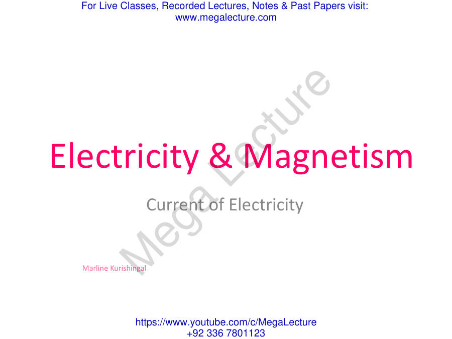 Page 1 of Ch 5 EM B Current Of Electricity