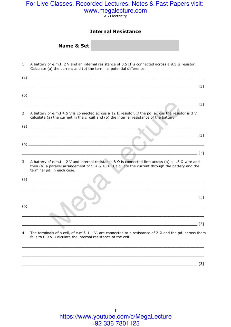 Page 1 of Internal Resistance