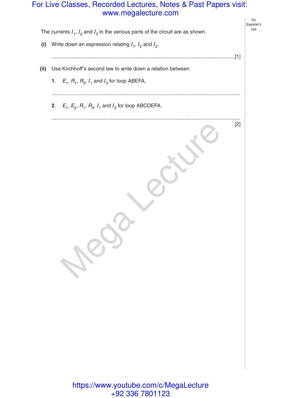 Page 2 of Paper 2 Past Questions From Current Electricity Completed — Questions