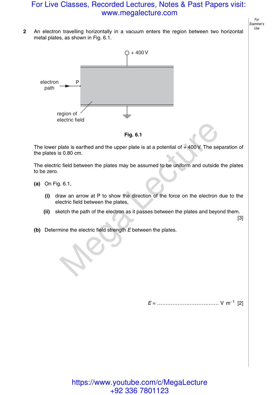 Page 2 of Paper 2 Past Questions From Electric Fields Completed — Questions
