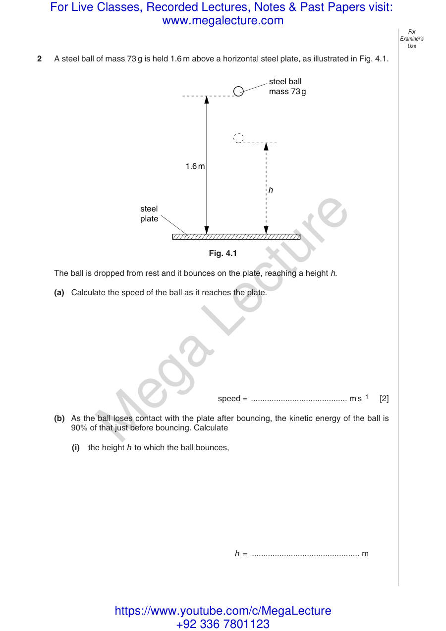 Page 2 of Paper 2 Past Questions From Kinematics Completed — Questions