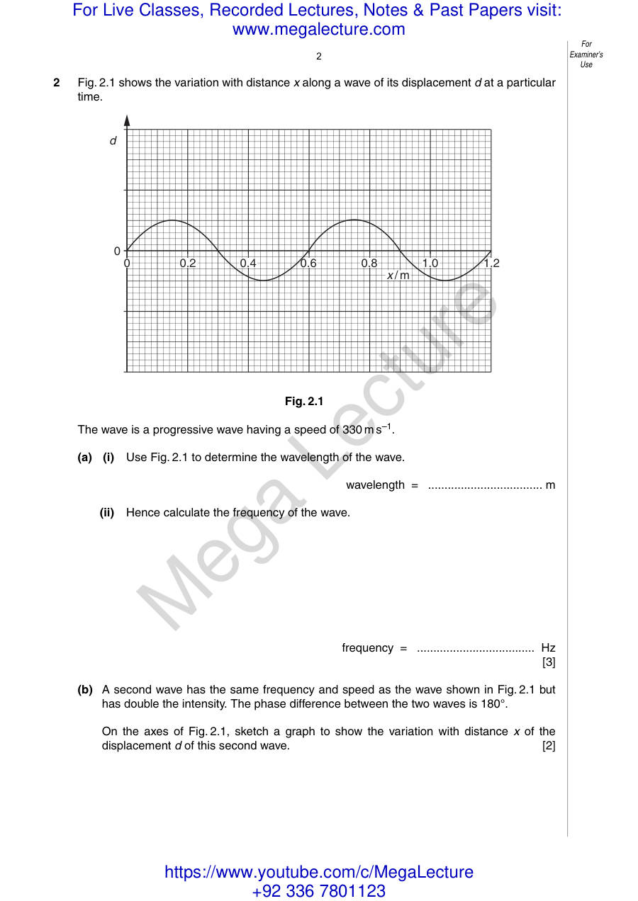 Page 2 of Paper 2 Past Questions From Waves Completed — Questions