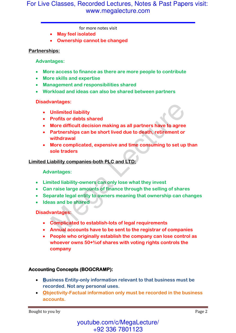 Page 2 of AS Accounting Unit 2 Revision (PDF)