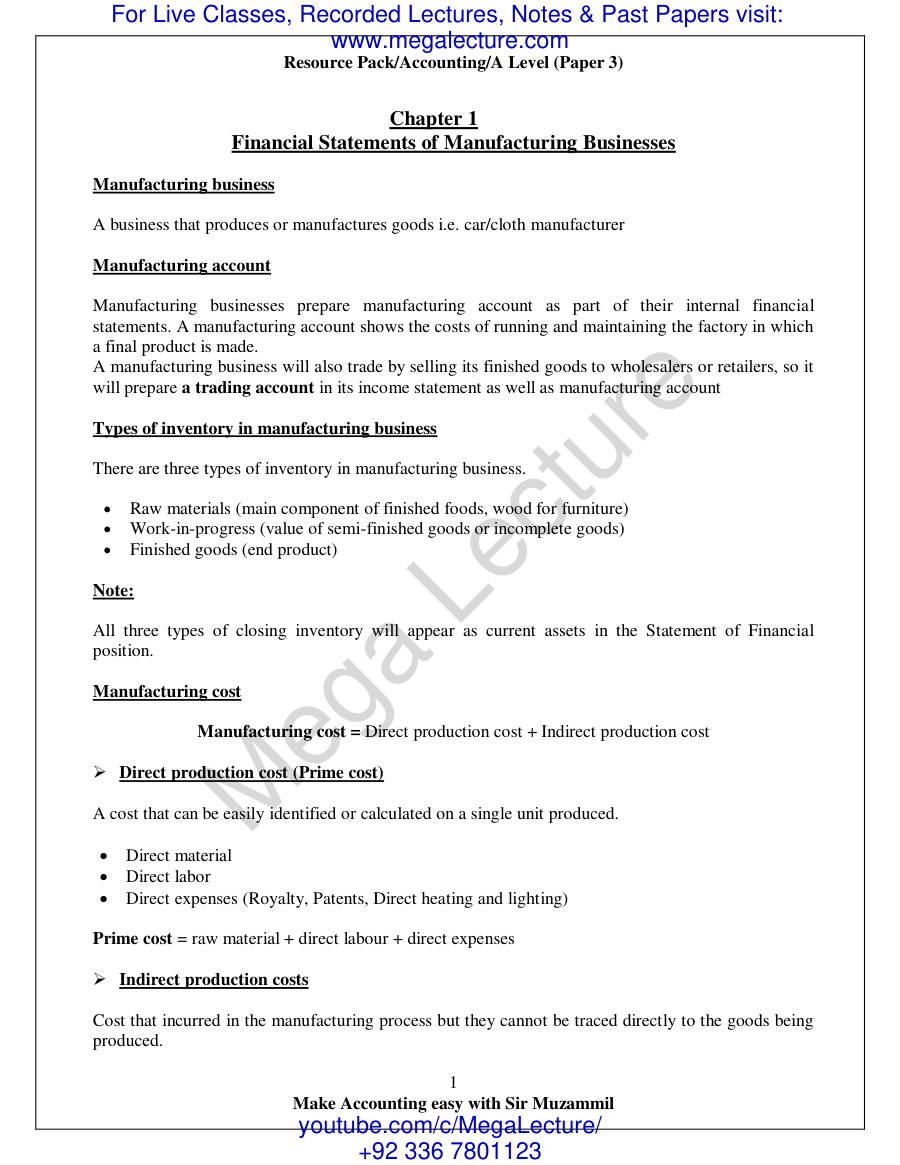 Page 1 of 1. Manufacturing Accounts (PDF)