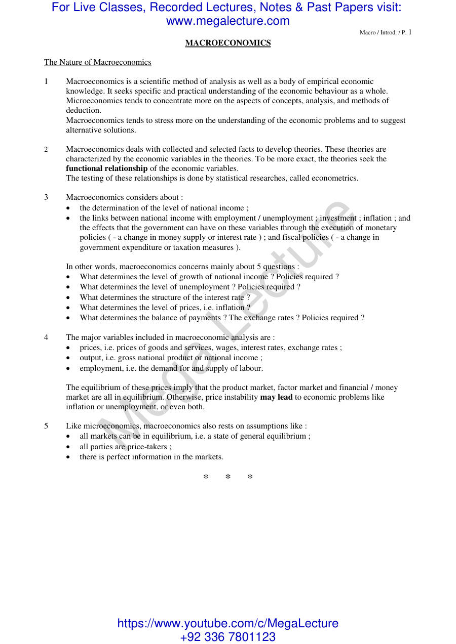 Page 1 of Macroeconomics Introduction (PDF)