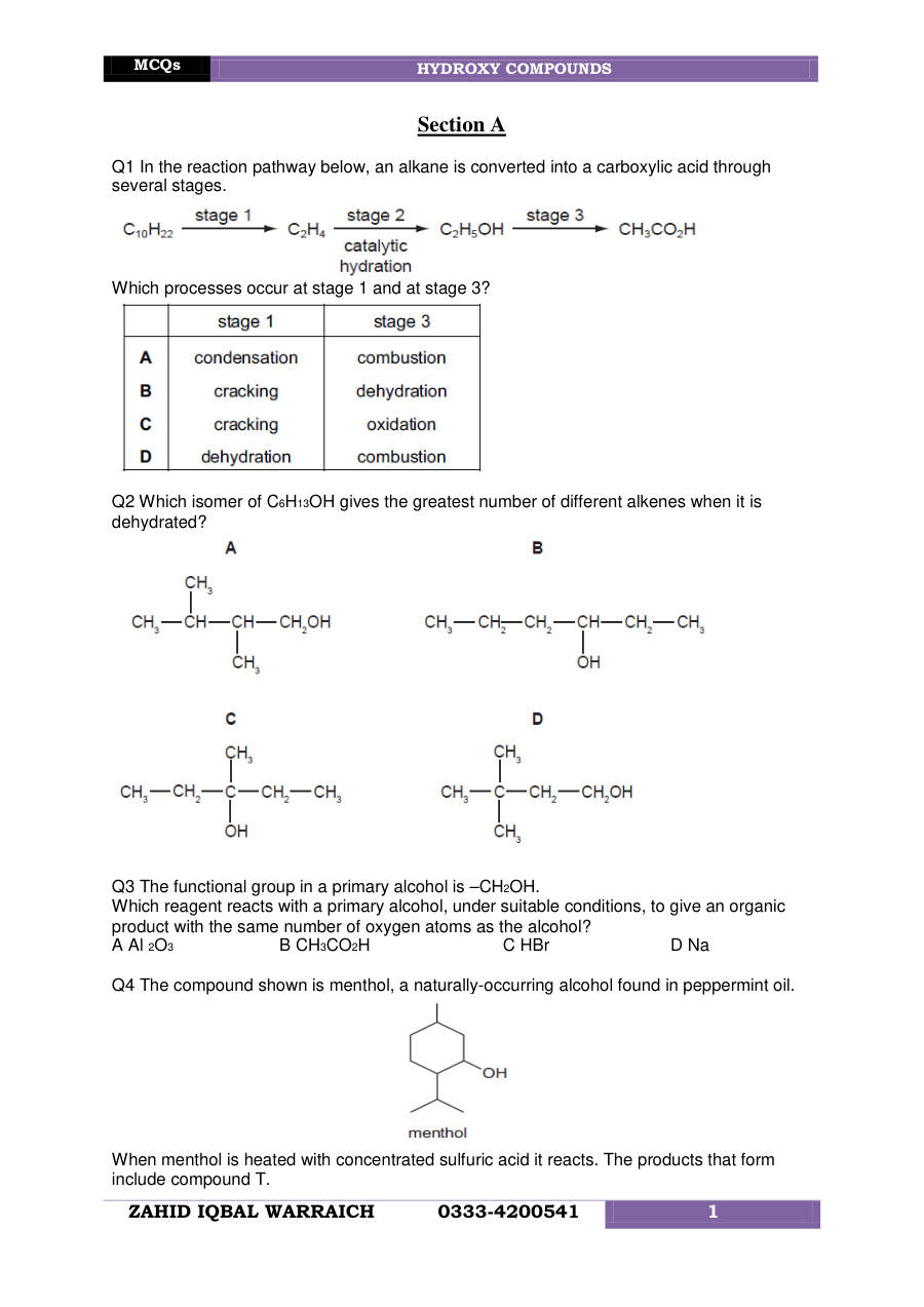 Page 1 of Organic Hydroxy Compounds