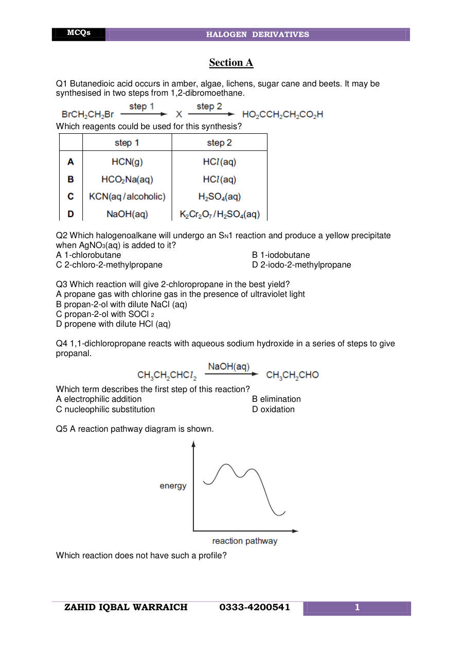 Page 1 of Organic Halogen Derivatives