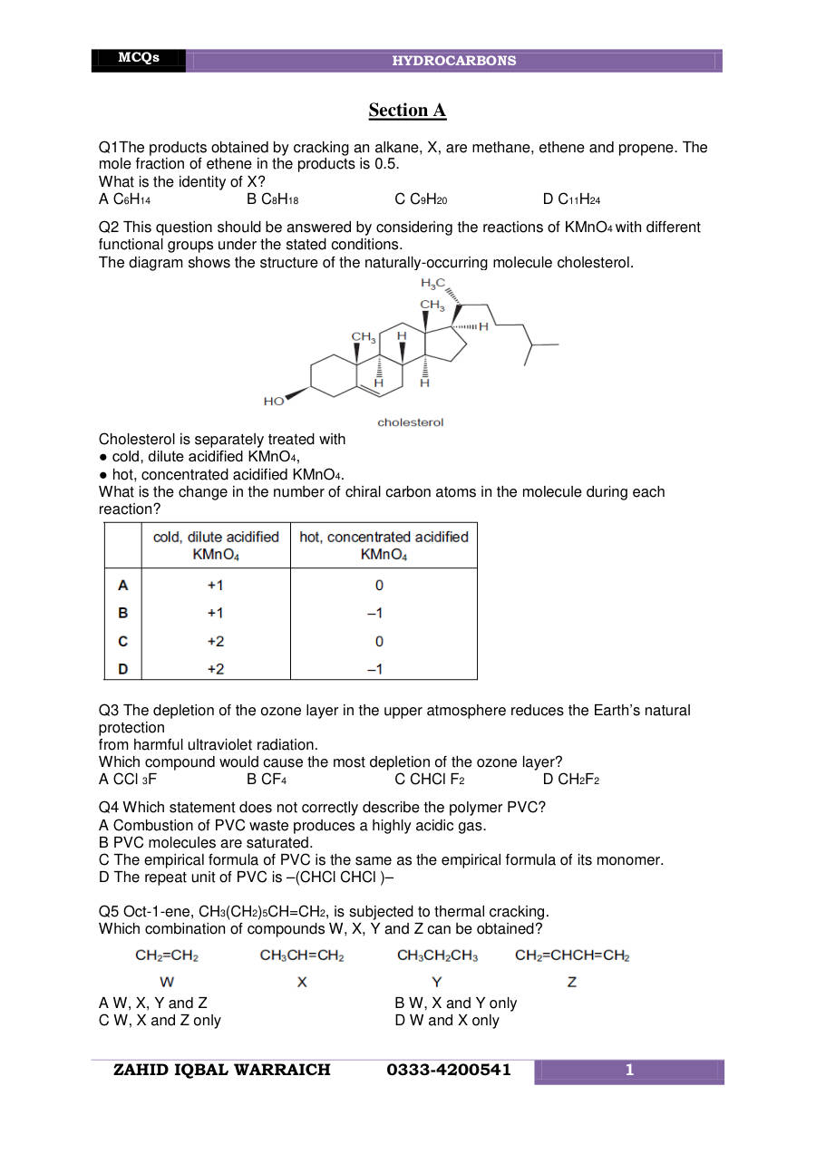 Page 1 of Organic Hydrocarbons