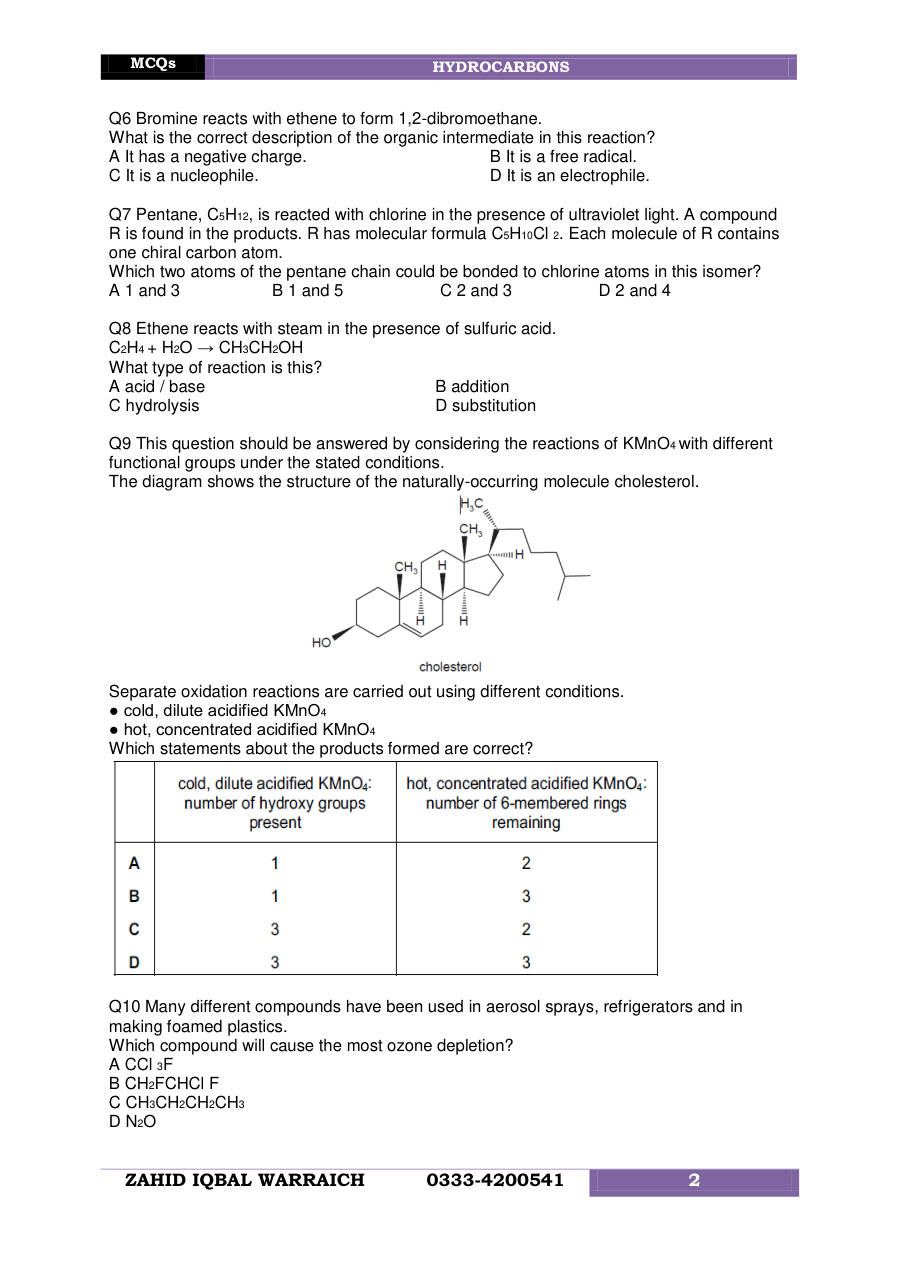 Page 2 of Organic Hydrocarbons