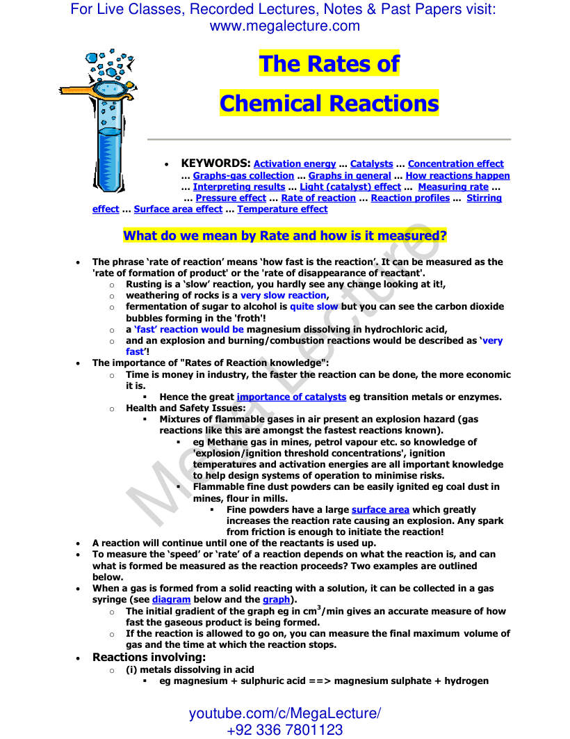 Page 1 of Rate of Chemical Reactions