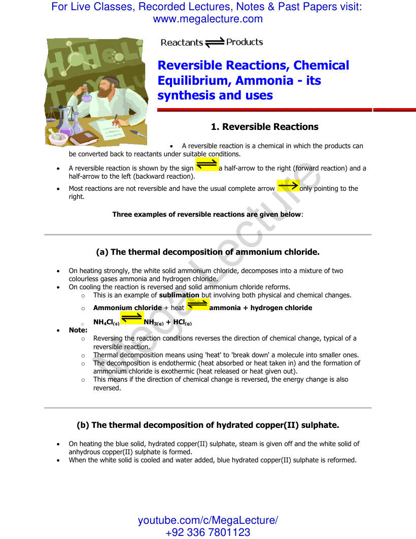 Page 1 of Reversible Reactions