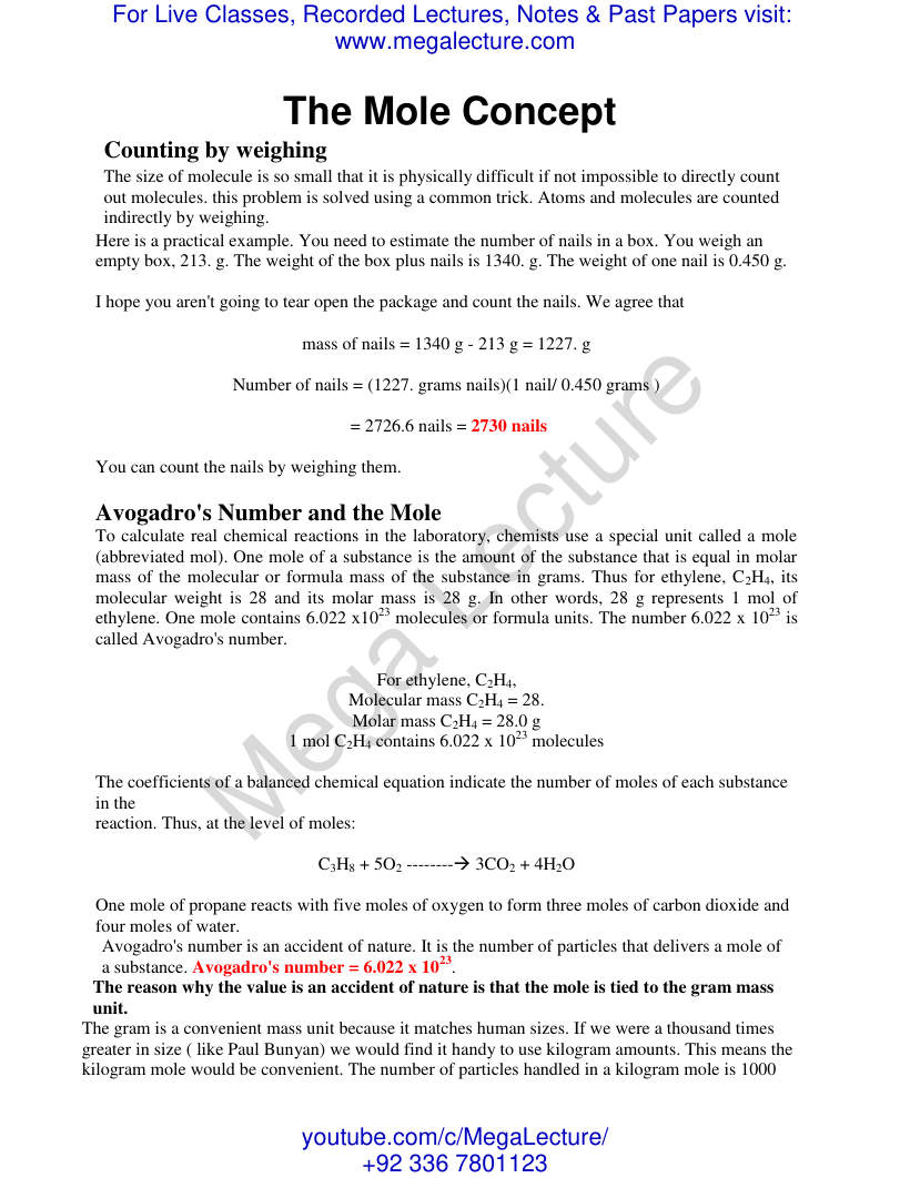 Page 1 of The Mole Concept