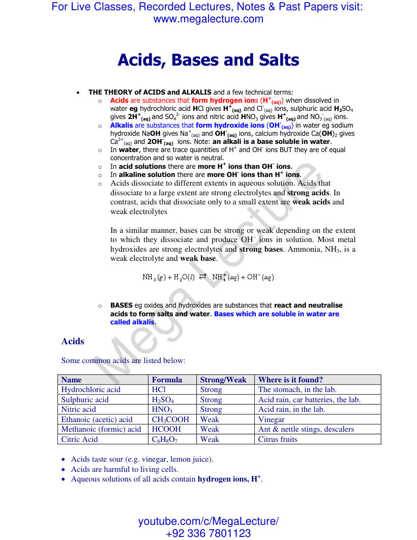 Page 1 of Acids, Bases and Salts