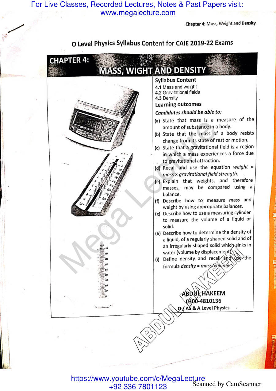 Page 1 of Mass Weight And Density