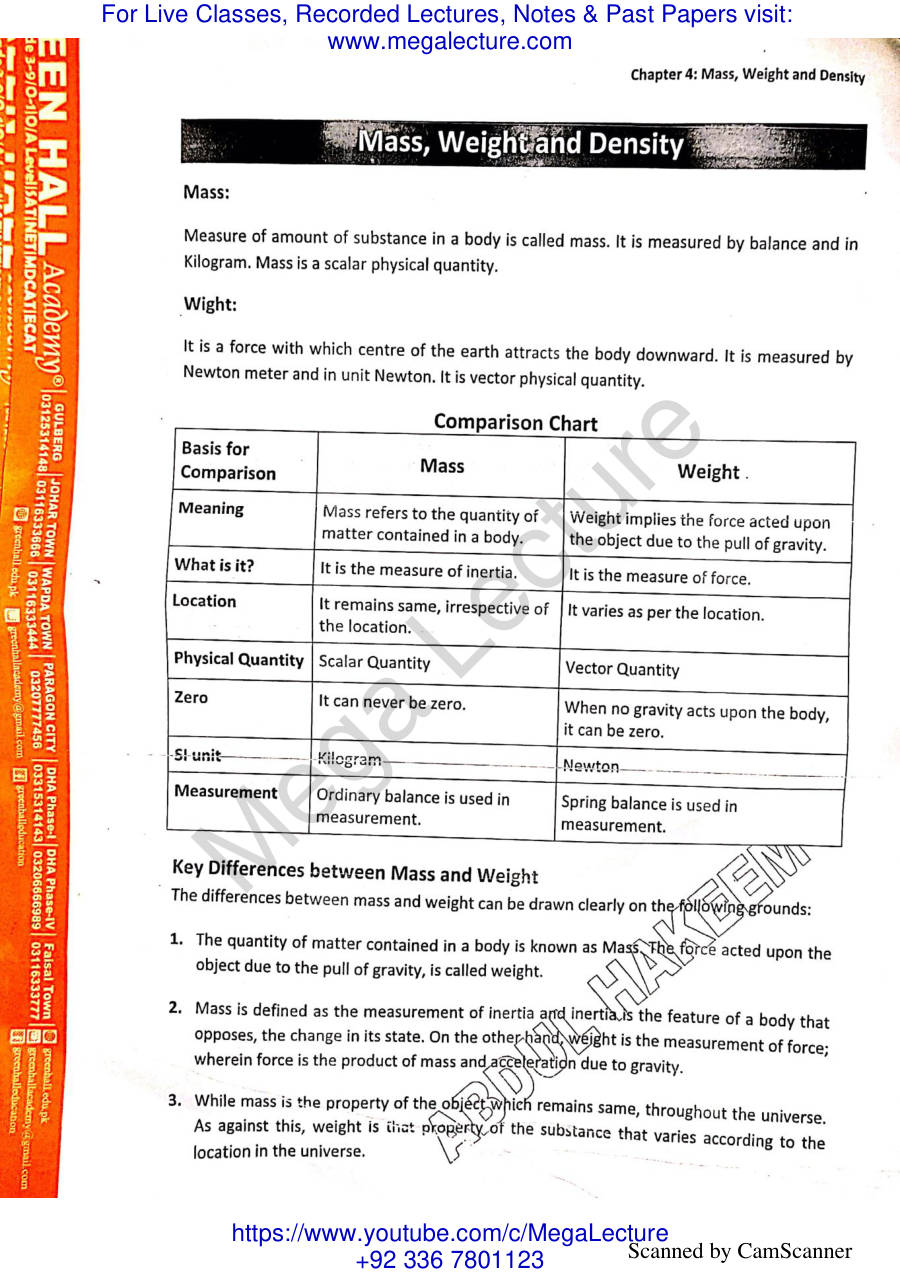 Page 2 of Mass Weight And Density