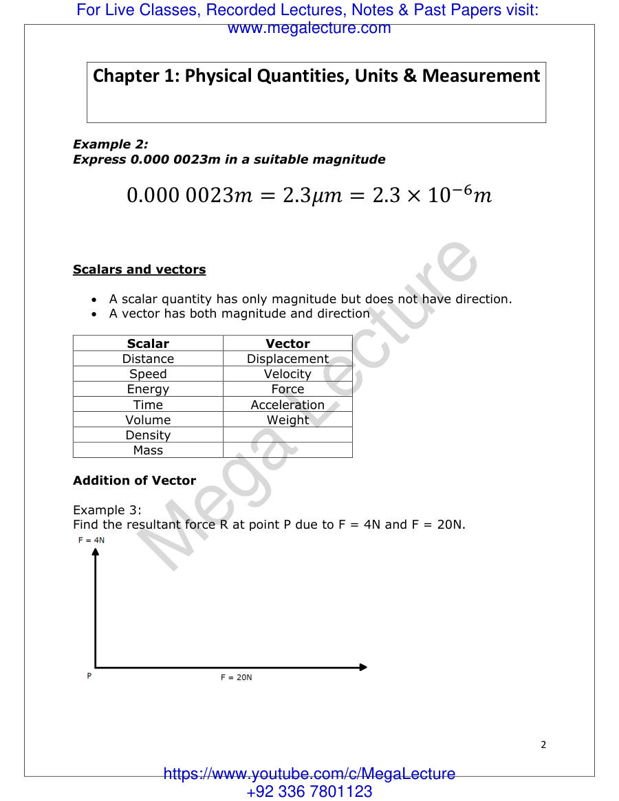 Page 2 of Physical Quantities Units And Measurement Notes