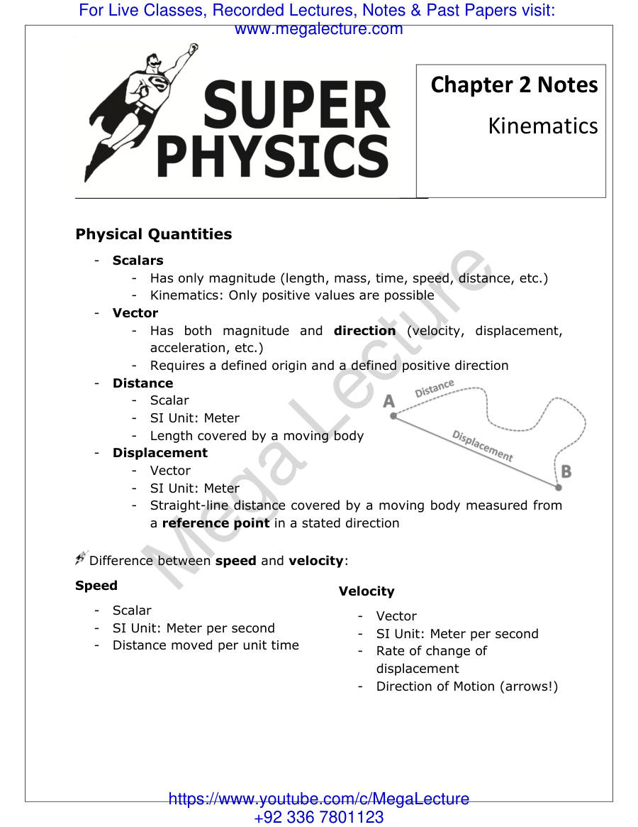 Page 1 of Kinematics Notes