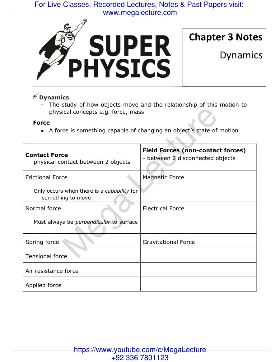 Page 1 of Dynamics Notes