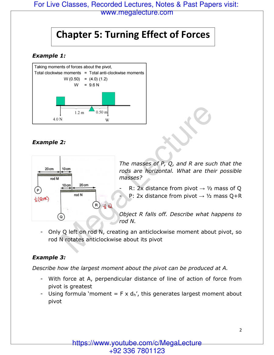 Page 2 of Turning Effect Of Forces Notes