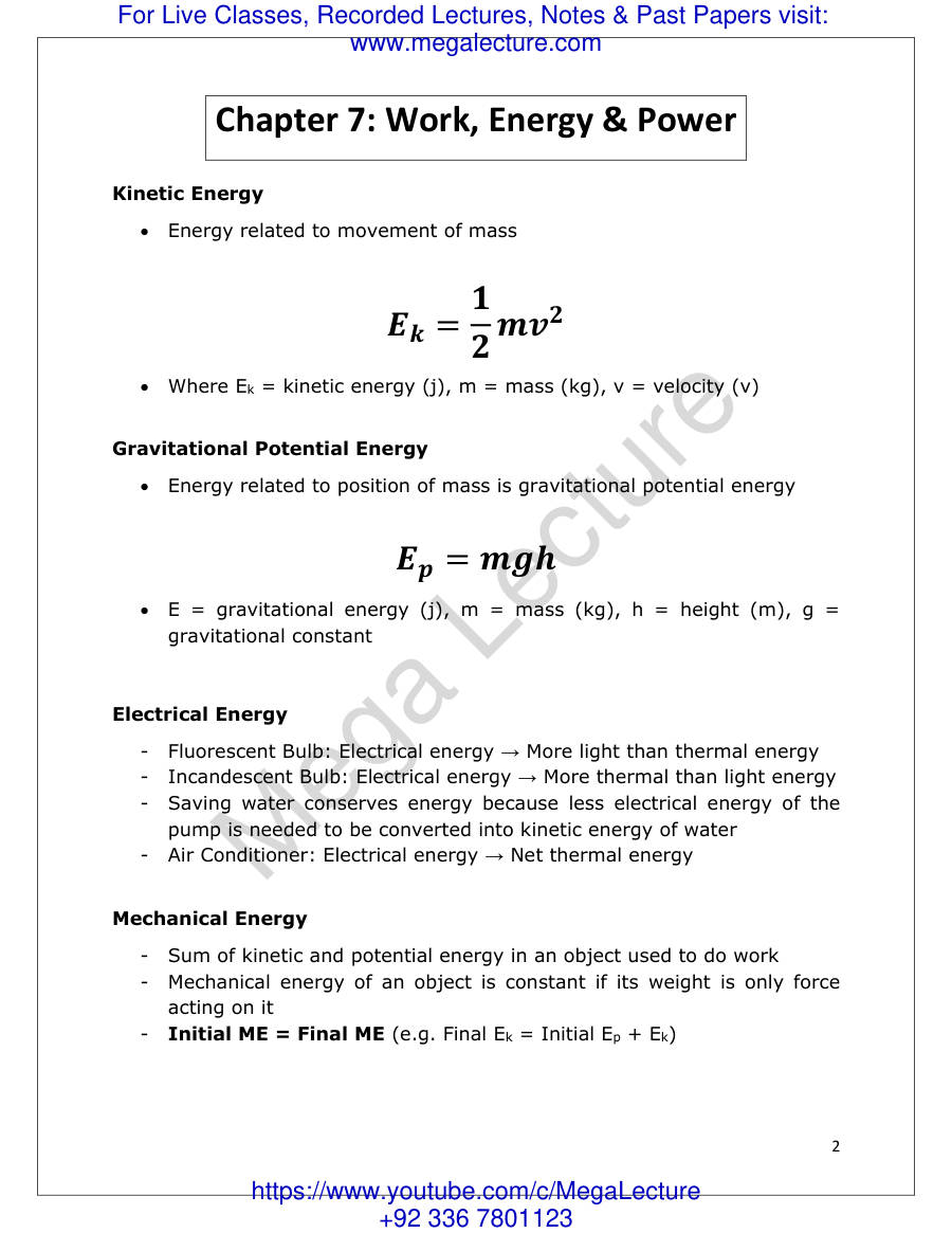 Page 2 of Energy Work And Power Notes