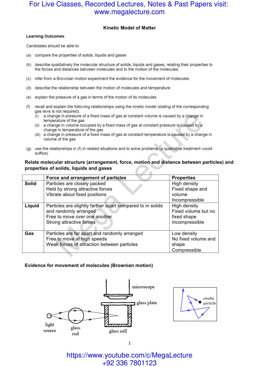 Page 1 of Kinetic Model Of Matter