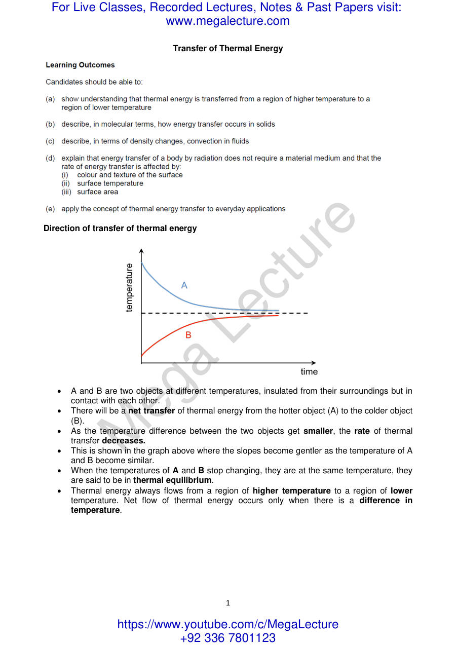 Page 1 of Transfer Of Thermal Energy