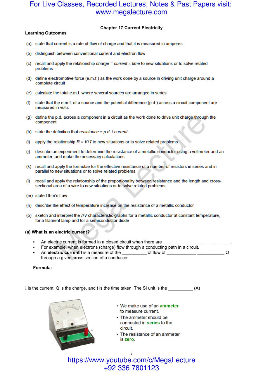 Page 1 of Current Electricity
