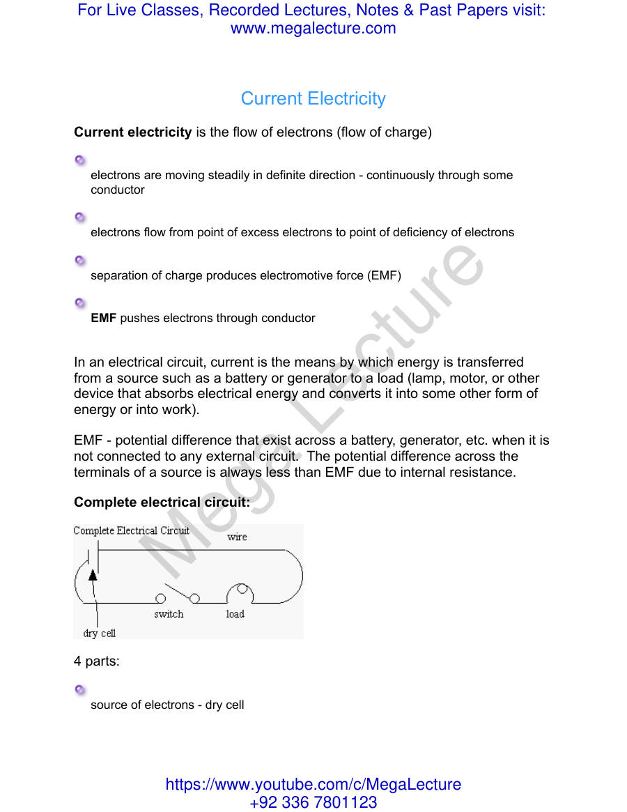 Page 1 of Current Electricity