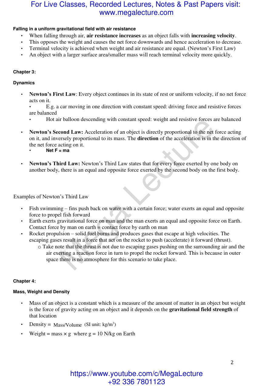 Page 2 of Super Physics O Level Summary