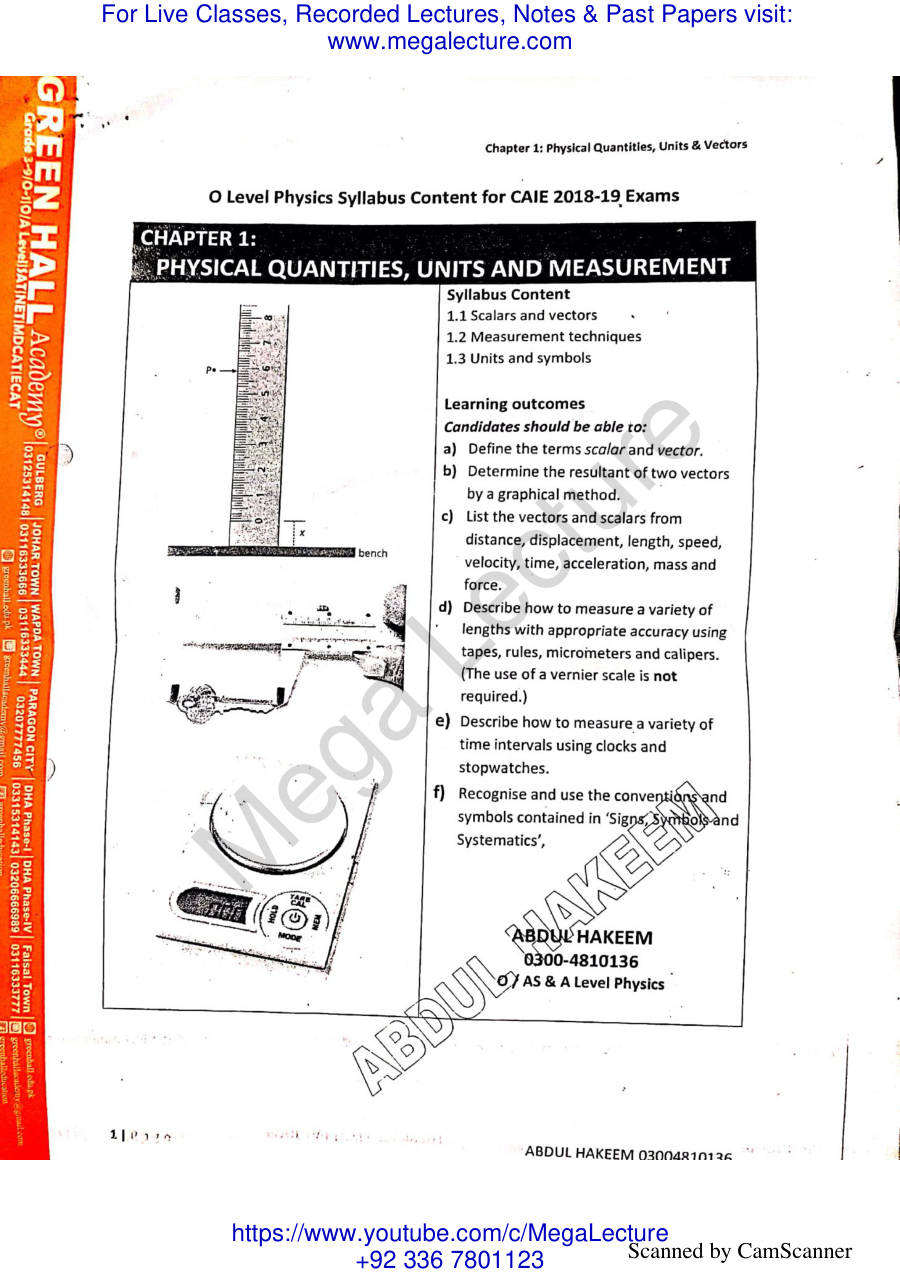 Page 1 of Physical Quantities Units And Measurements