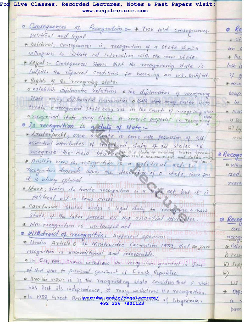 Page 1 of International Law Handwritten Notes