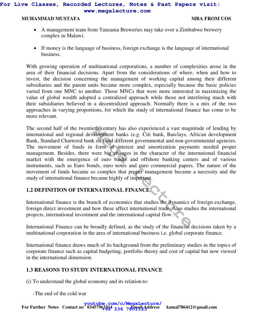Page 2 of INTERNATIONAL FINANCE COMPLETE NOTES