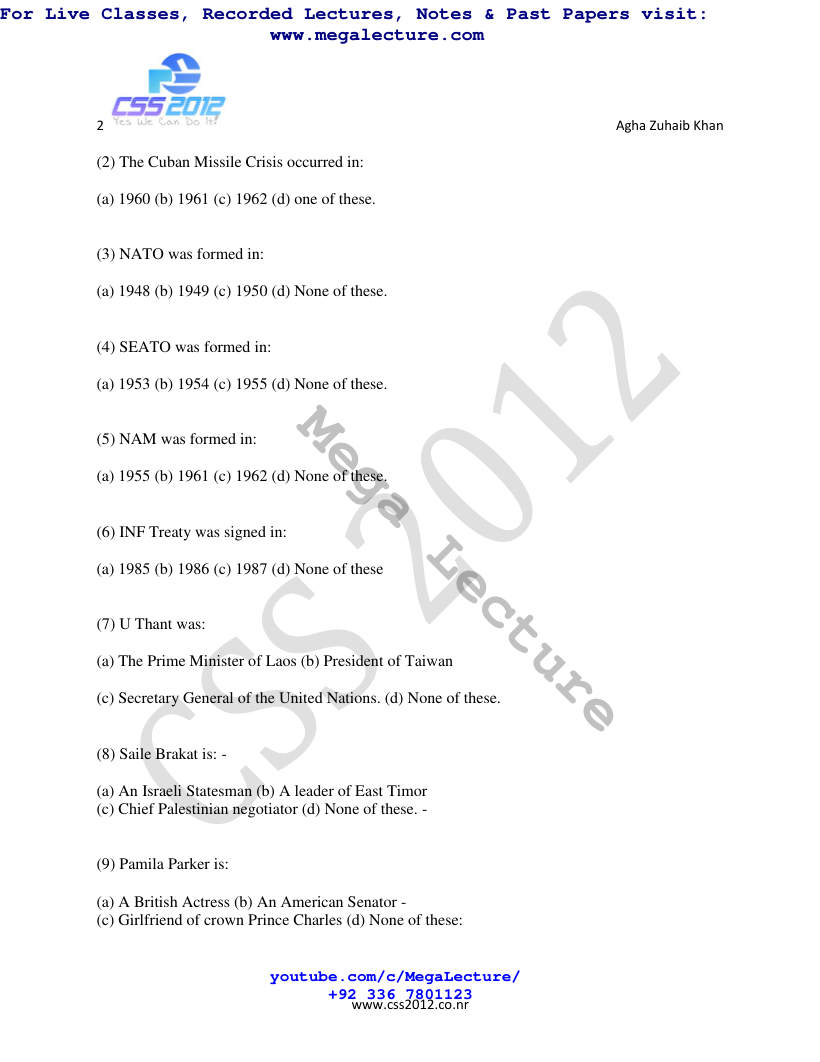 Page 2 of International Relations Past Paper