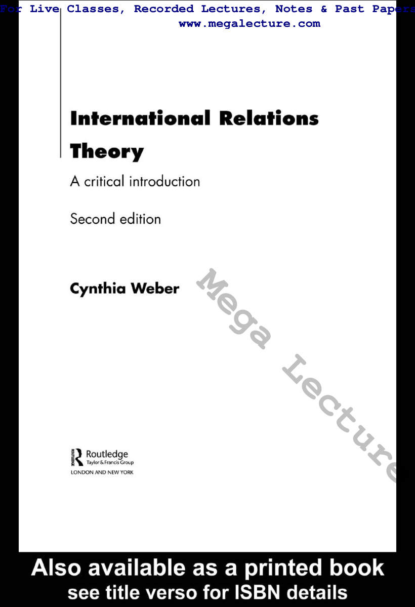 Page 1 of International Relations Theory A Critical Introduction By Cynthia Weber