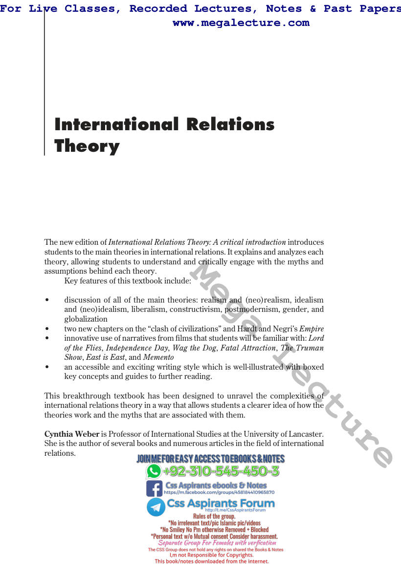 Page 2 of International Relations Theory A Critical Introduction By Cynthia Weber