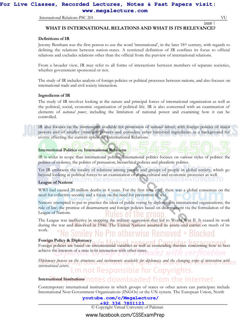 Page 1 of IR Notes VU