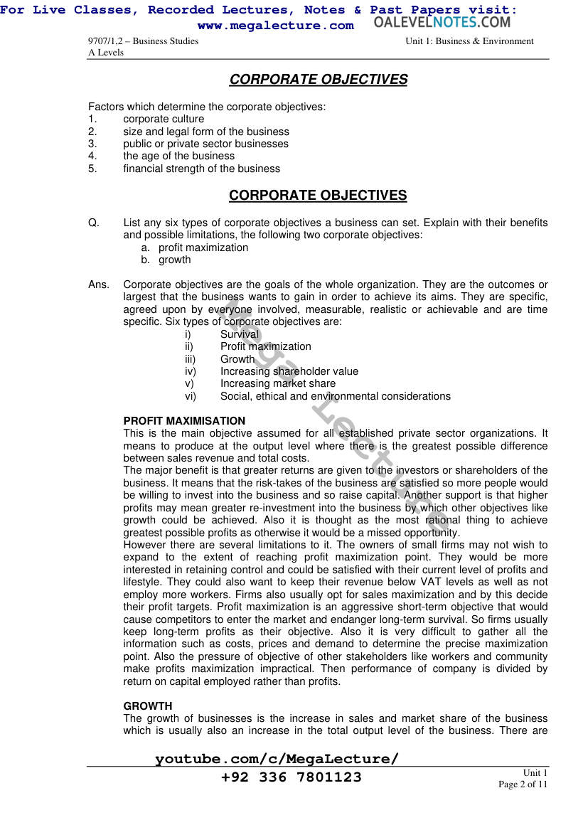 Page 2 of Unit 1 HIERARCHY OF OBJECTIVES
